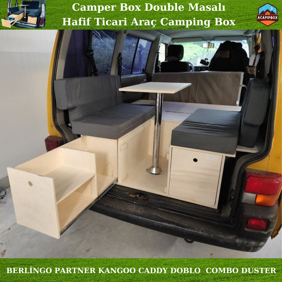 Camper Box Double Masalı Camping Box Hafif Ticari Araç Kamp Kutusu Seti