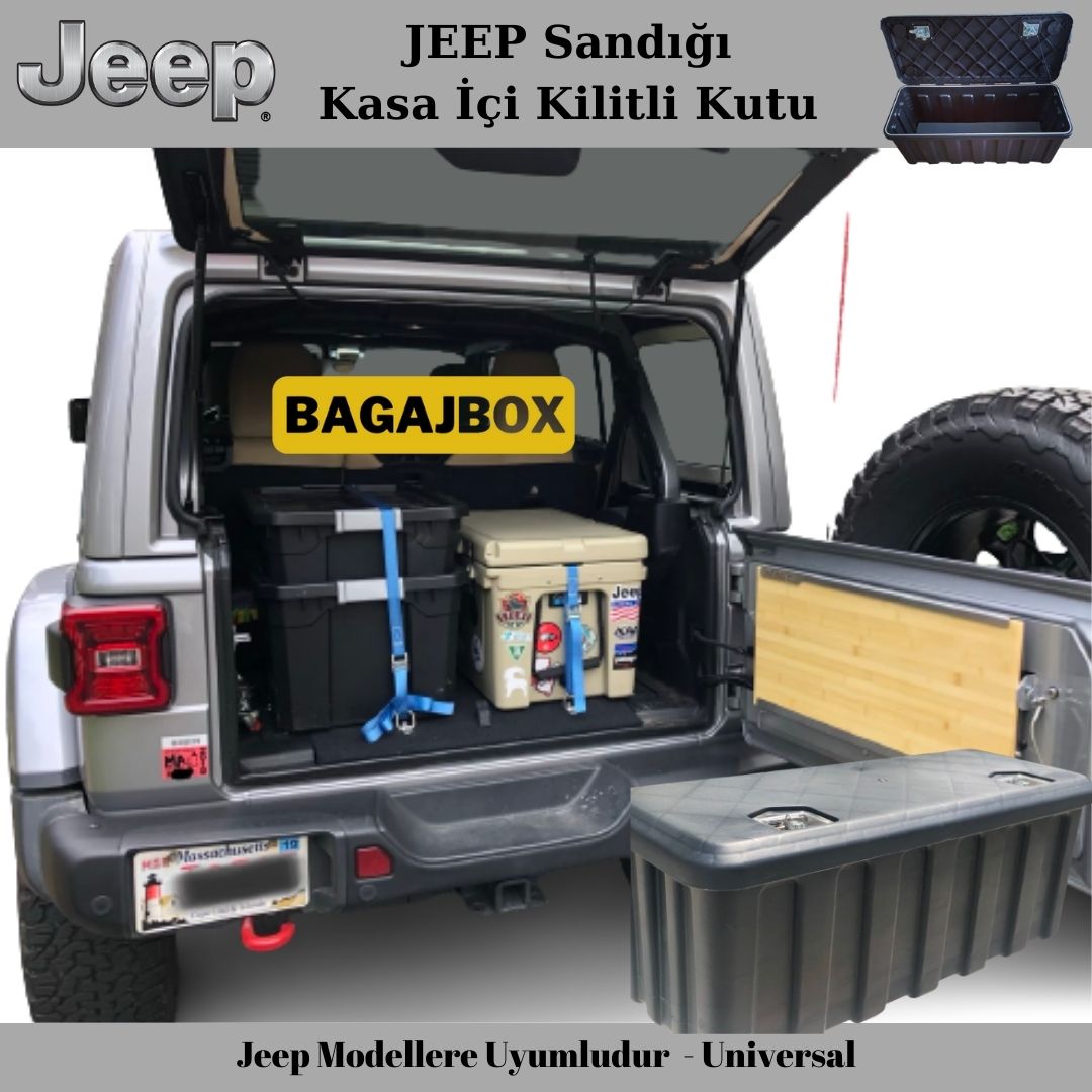 Jeep Bagaj İçi Sandık Jeep Kasa İçi Kilitli Kutu 110 cm 247 Lt