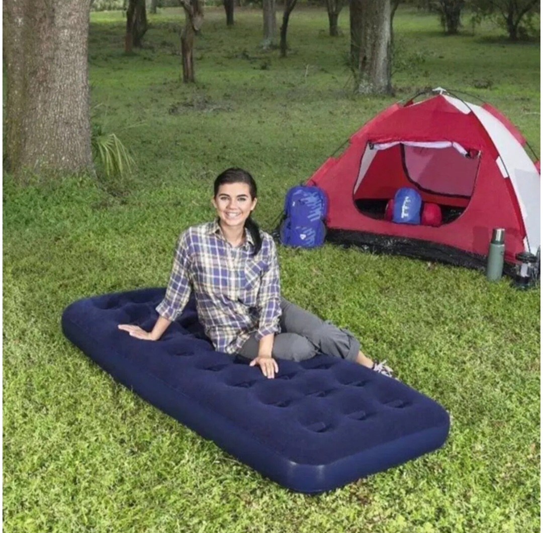 Şişme Yatak Tek Kişilik Şişme Pompalı Kamp Çadır Yatağı Çift Katlı 185x76 cm