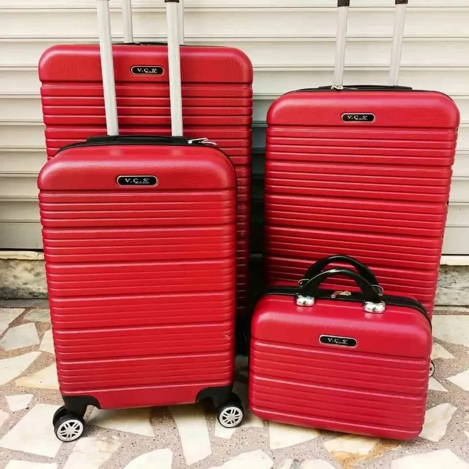 TRSBag 4'lü Valiz Seti Polipropilen 4'lü Bavul Seti Luggage Set Bag Kırmızı 